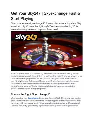 Unlock Skyexchange_ Get Your Sky247 ID Fast & Start Play.docx