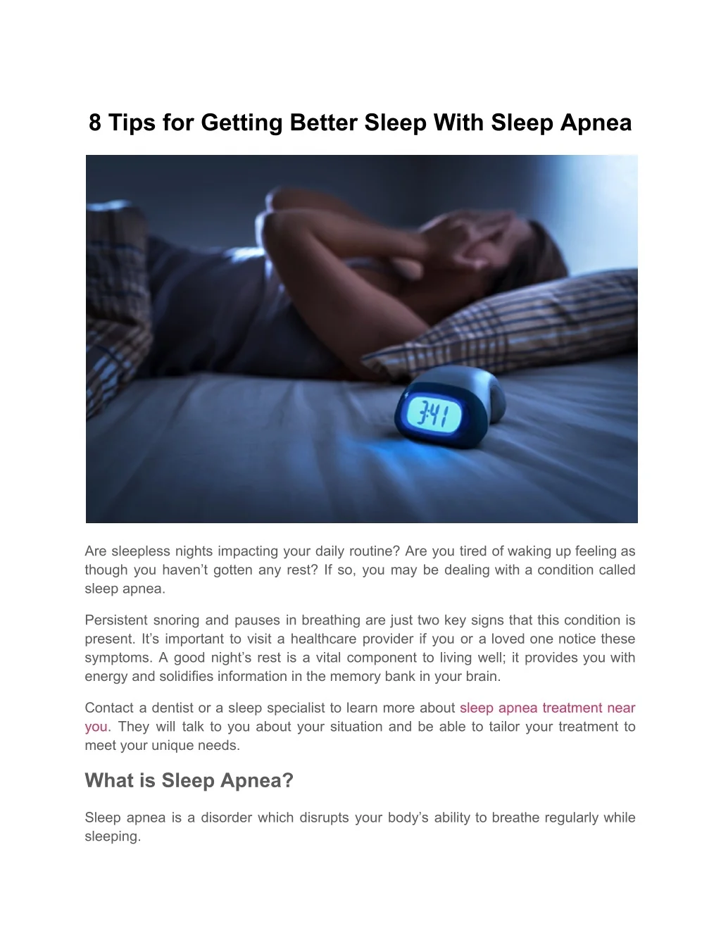 PPT - 8 Tips for Getting Better Sleep With Sleep Apnea PowerPoint ...