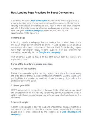 best landing page practises to boost conversions