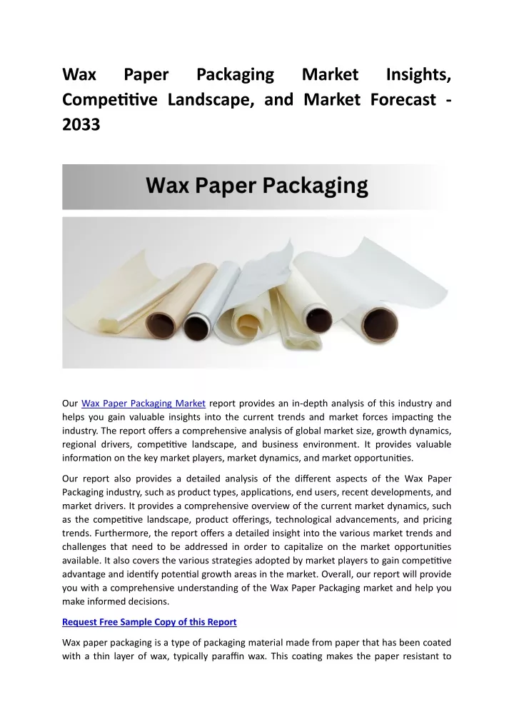 wax competitive landscape and market forecast 2033