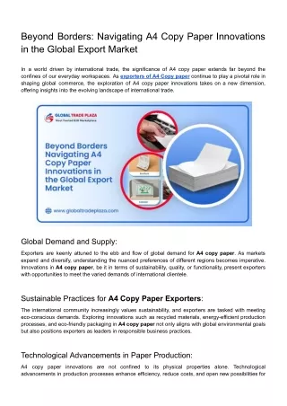 Beyond Borders_ Navigating A4 Copy Paper Innovations in the Global Export Market