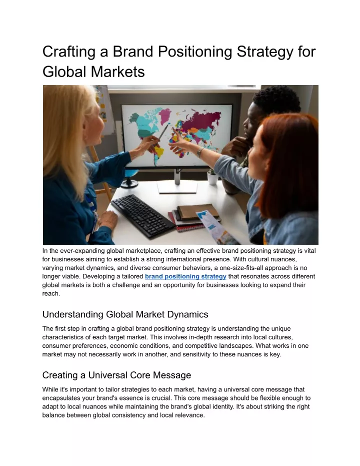 crafting a brand positioning strategy for global