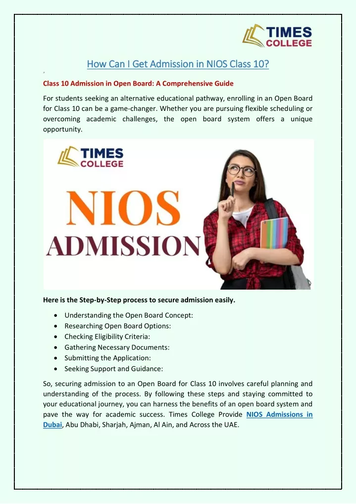 how can i get admission in nios class