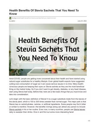 Health Benefits Of Stevia Sachets That You Need To Know