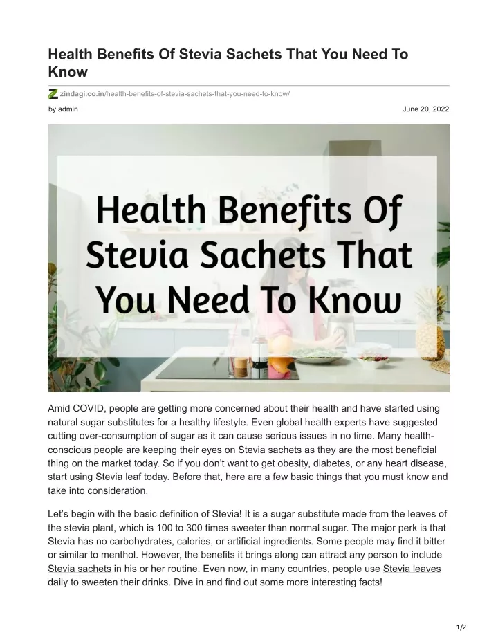 health benefits of stevia sachets that you need