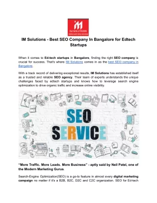 IM Solutions - Best SEO Company In Bangalore for Edtech startups (1)