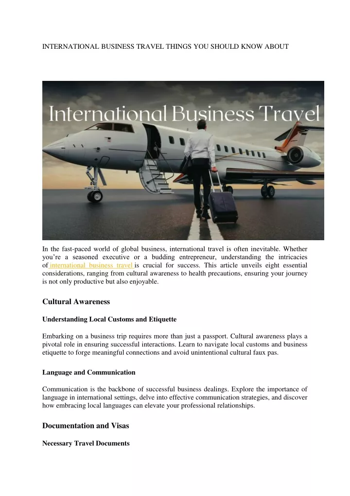 international business travel things you should