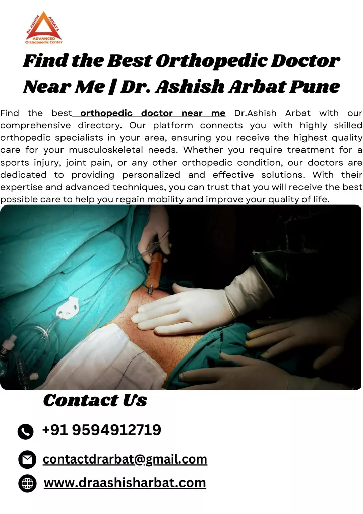 find the best orthopedic doctor near me dr ashish