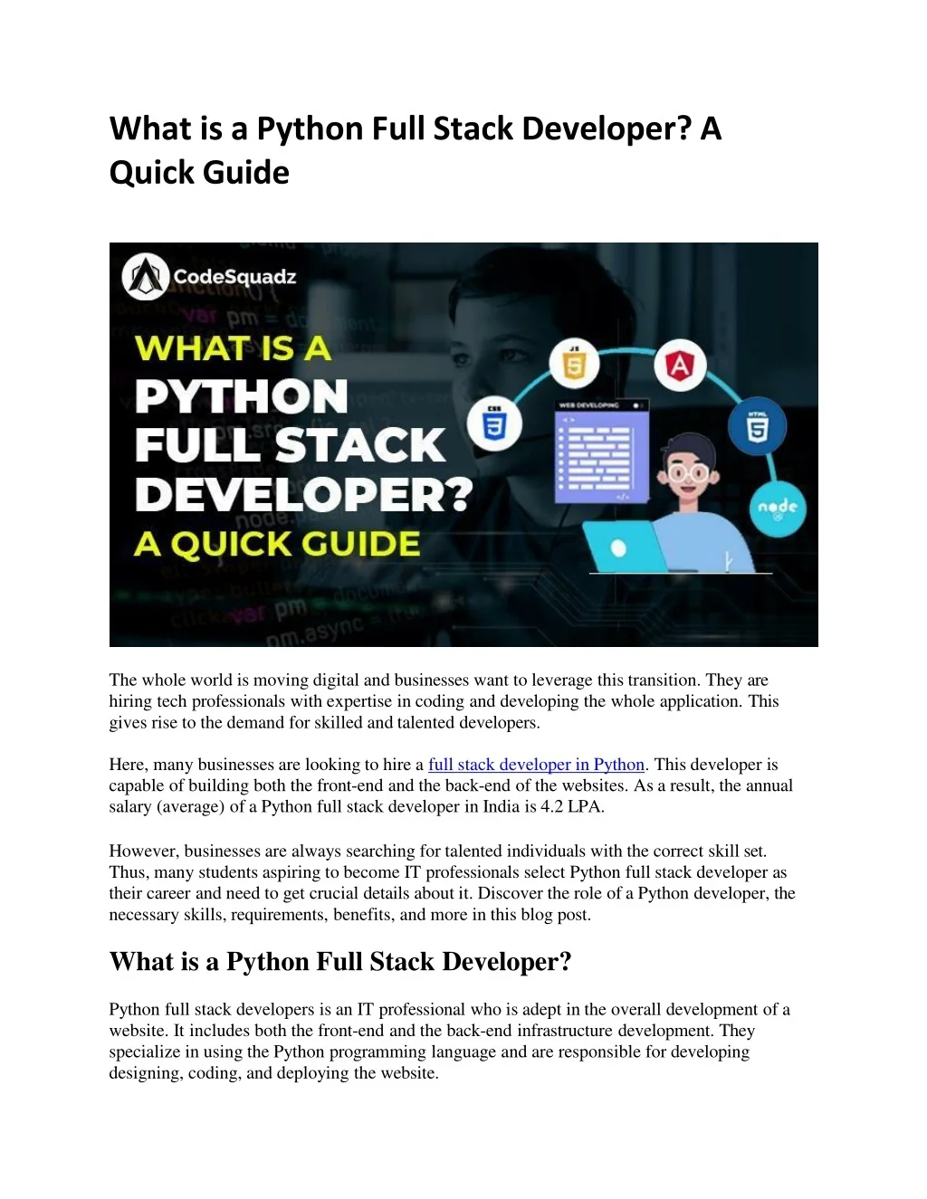 PPT - What is a Python Full Stack Developer A Quick Guide PowerPoint ...