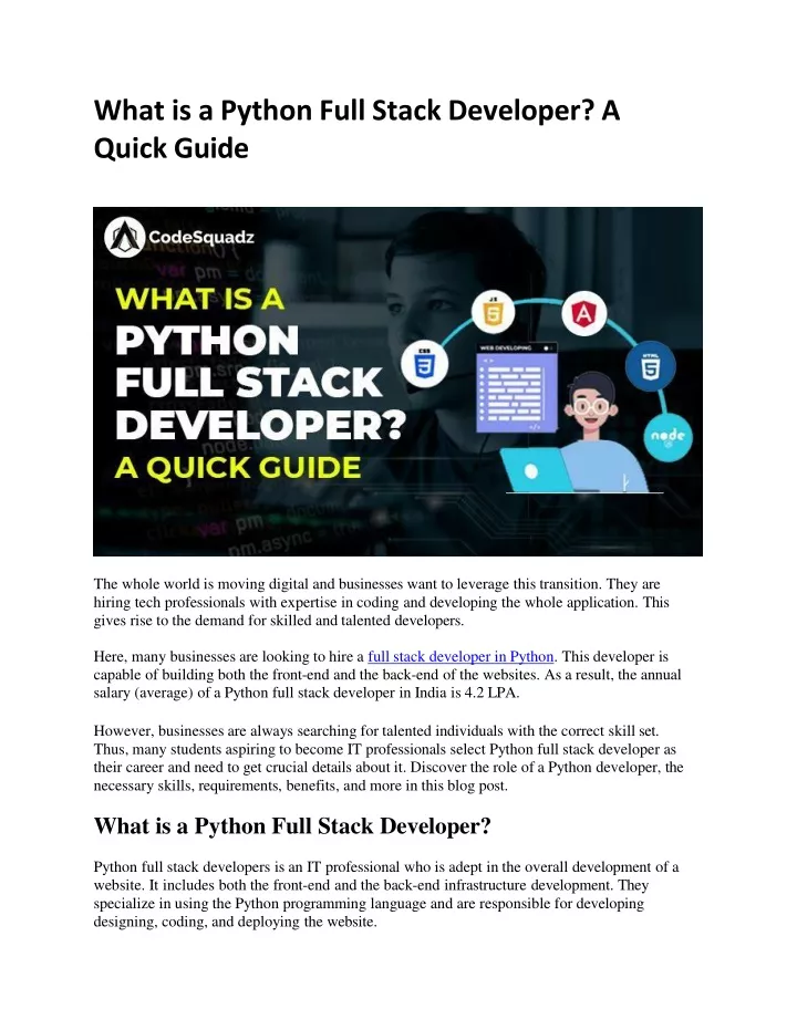 what is a python full stack developer a quick guide