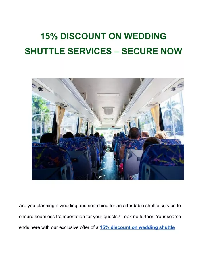 15 discount on wedding