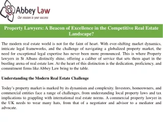 Property Lawyers A Beacon of Excellence in the Competitive Real Estate Landscape