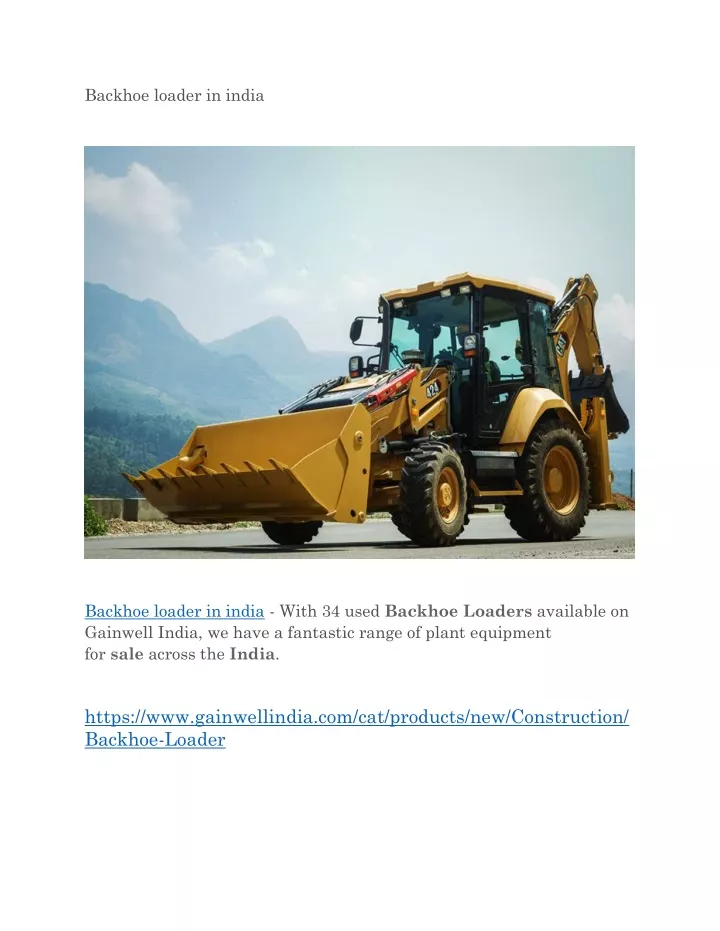 backhoe loader in india