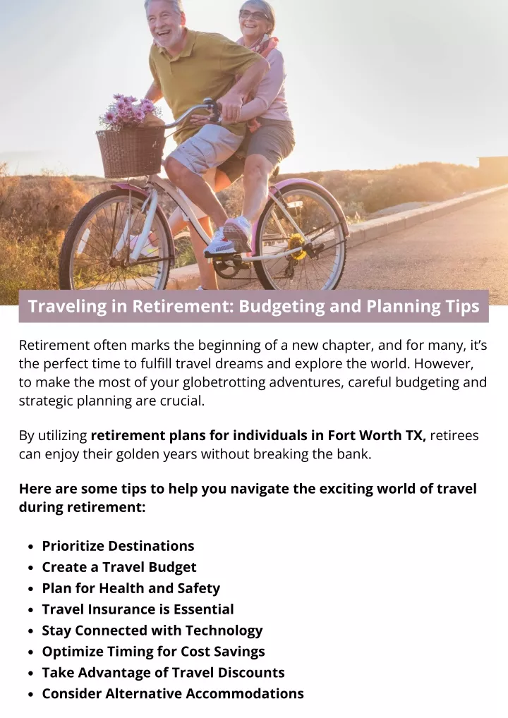 traveling in retirement budgeting and planning