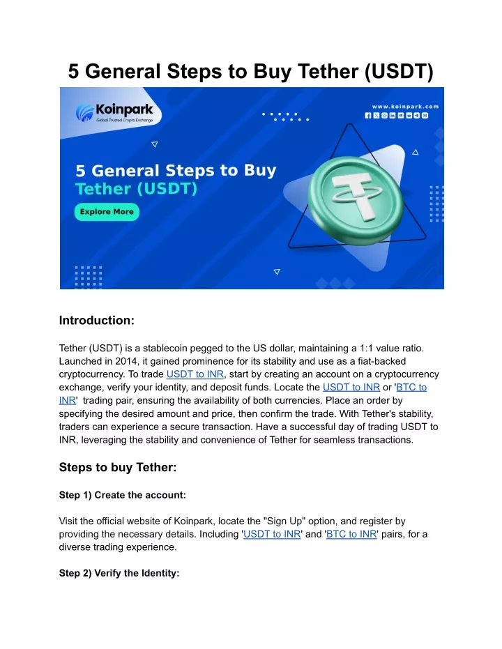 5 general steps to buy tether usdt