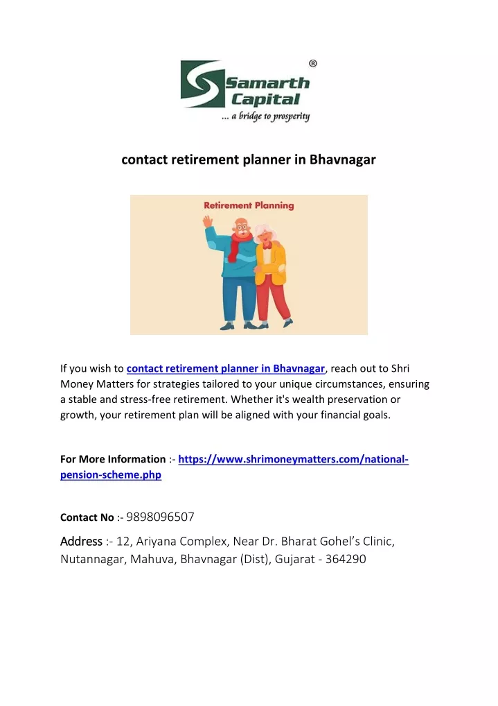 contact retirement planner in bhavnagar
