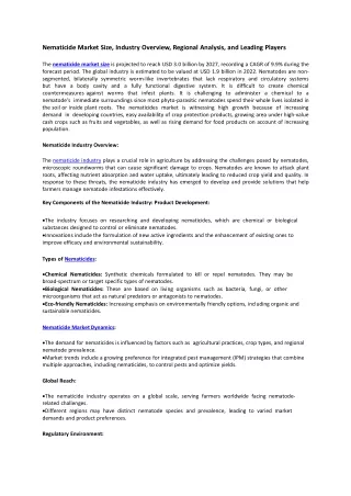 nematicide market size industry overview regional