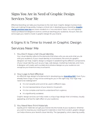 Signs You Are In Need of Graphic Design Services Near Me