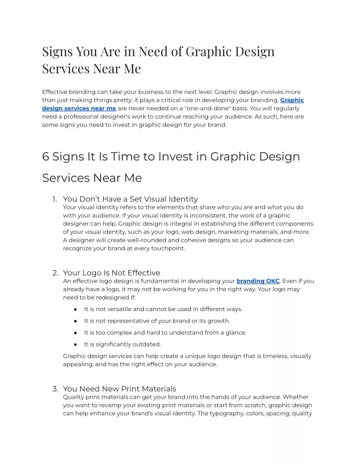 signs you are in need of graphic design services