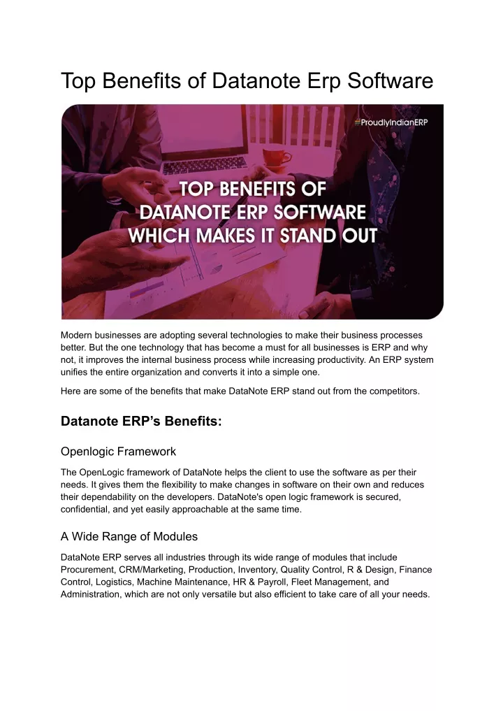 top benefits of datanote erp software