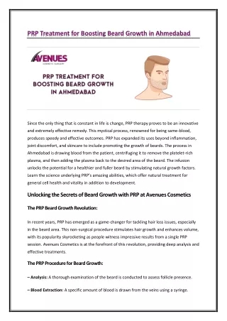 PRP Treatment for Boosting Beard Growth in Ahmedabad