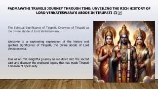 Padmavathi Travels Journey Through Time History of Tirupati Balaji