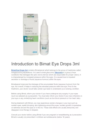 introduction to bimat eye drops 3ml