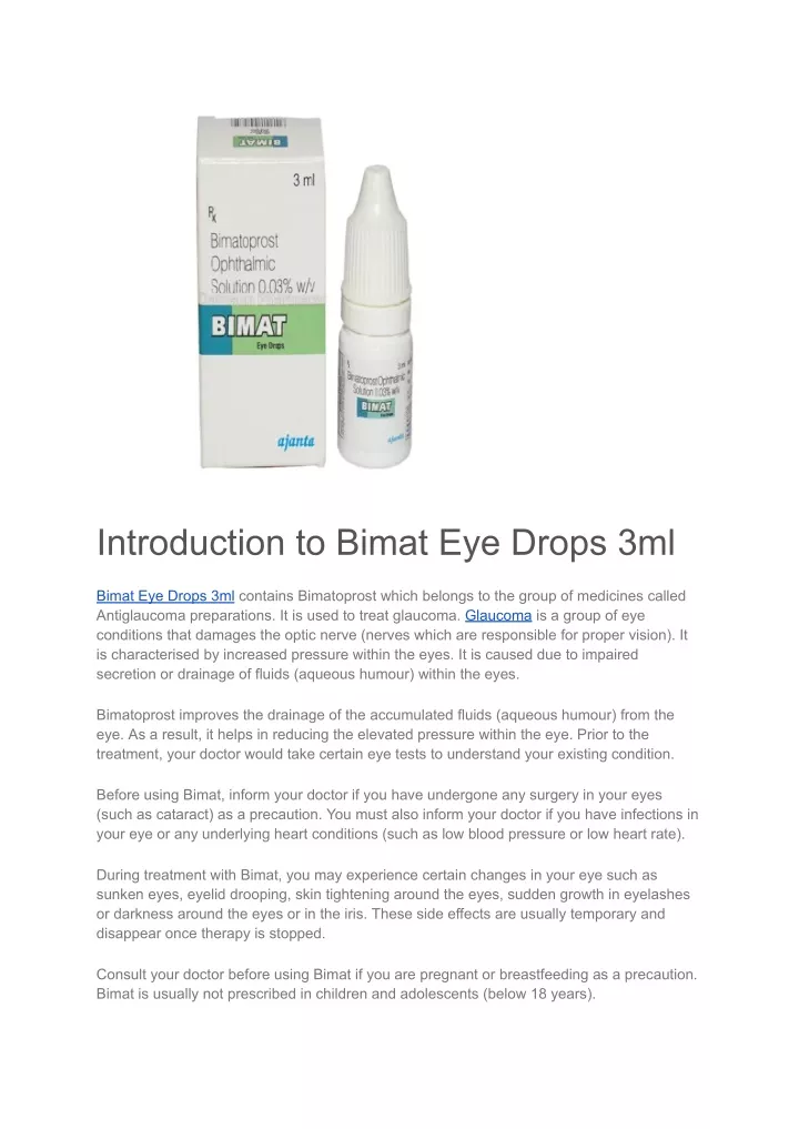 introduction to bimat eye drops 3ml
