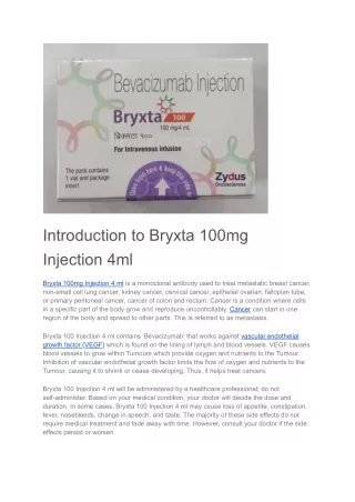 introduction to bryxta 100mg injection 4ml