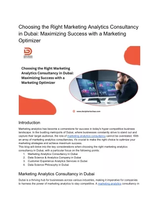 Choosing the Right Marketing Analytics Consultancy in Dubai_ Maximizing Success with a Marketing Optimizer