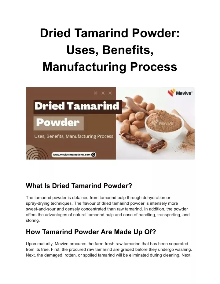 dried tamarind powder uses benefits manufacturing