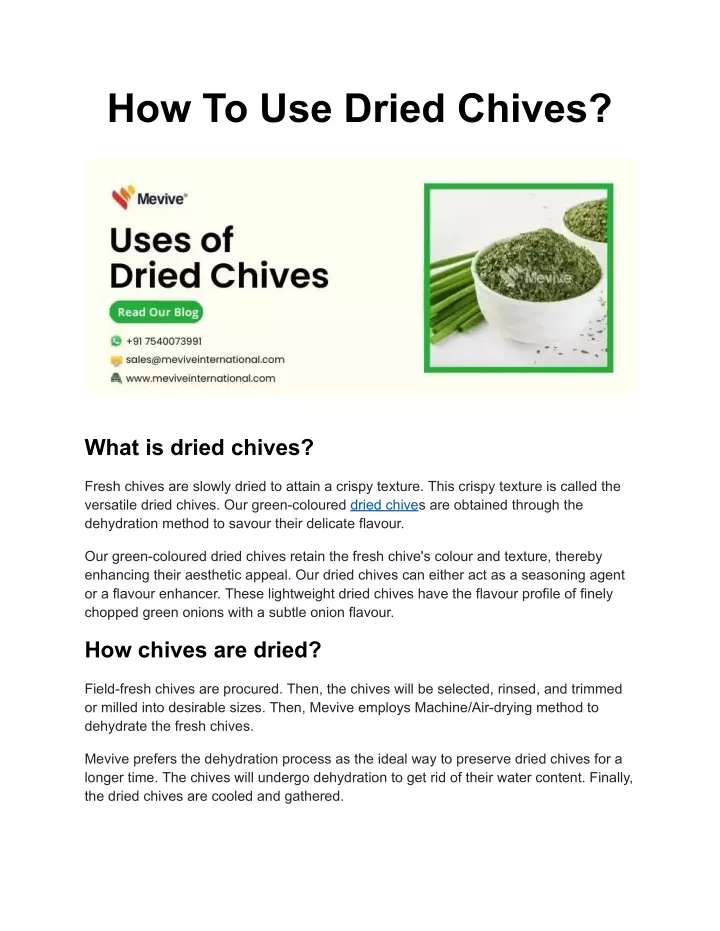 how to use dried chives