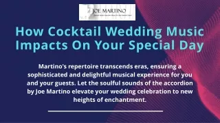 Cocktail Wedding Music: The Impact On Your Special Day