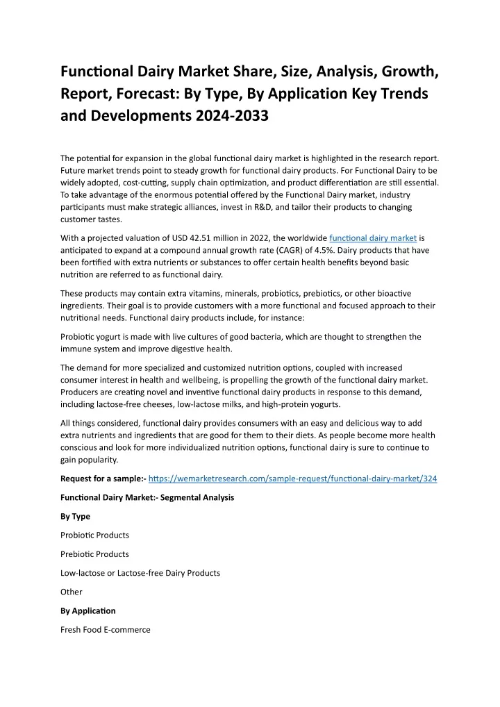 functional dairy market share size analysis