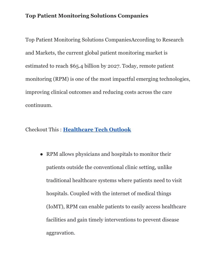 top patient monitoring solutions companies