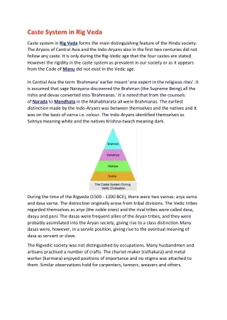 caste system in rig veda