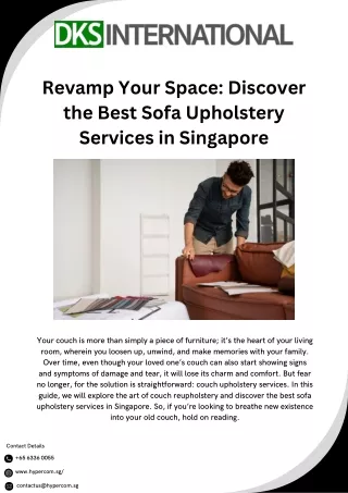 Revamp Your Space Discover the Best Sofa Upholstery Services in Singapore