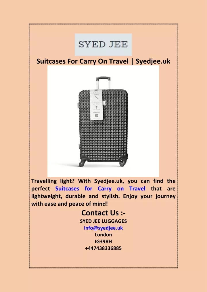 suitcases for carry on travel syedjee uk