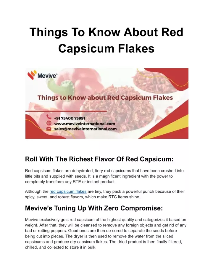 things to know about red capsicum flakes