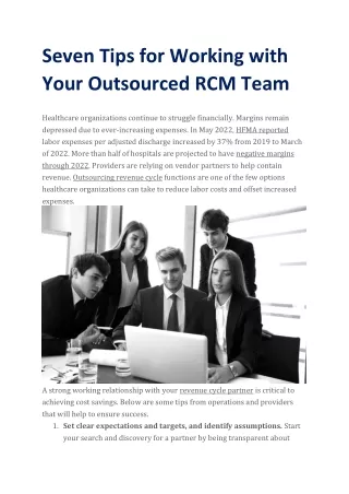Optimizing Outsourced RCM Collaboration: 7 Proven Tips for Seamless Workflow