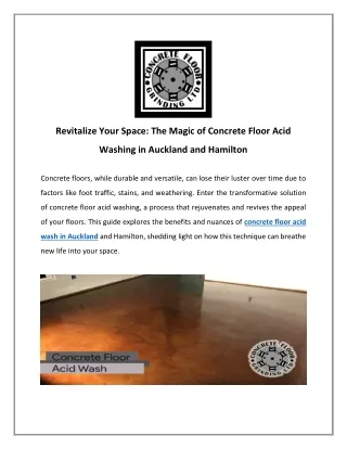The Magic of Concrete Floor Acid Washing in Auckland and Hamilton