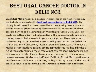 Best Oral Cancer Doctor in Delhi NCR