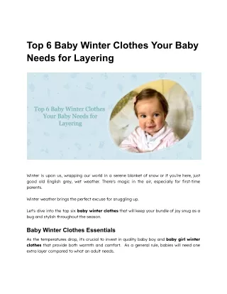 Top 6 Baby Winter Clothes Your Baby Needs for Layering