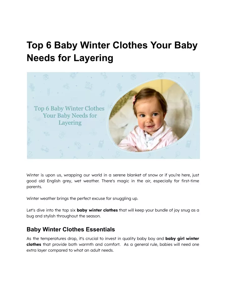 top 6 baby winter clothes your baby needs