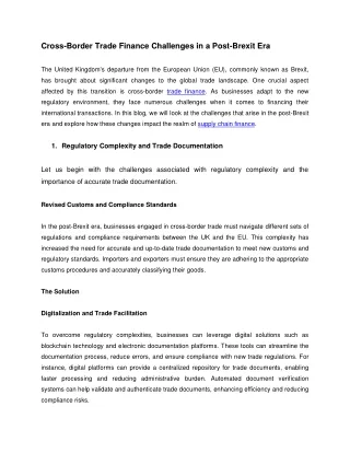 cross border trade finance challenges in a post