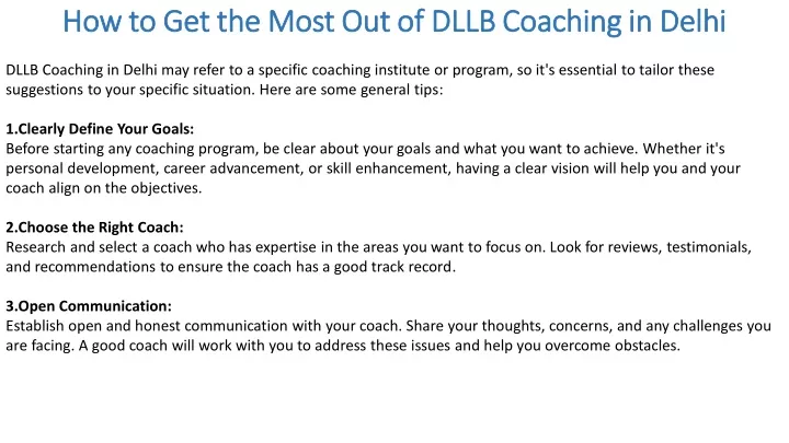 how to get the most out of dllb coaching in delhi