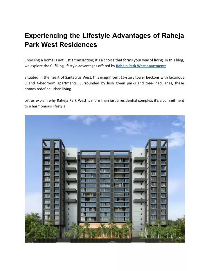 experiencing the lifestyle advantages of raheja