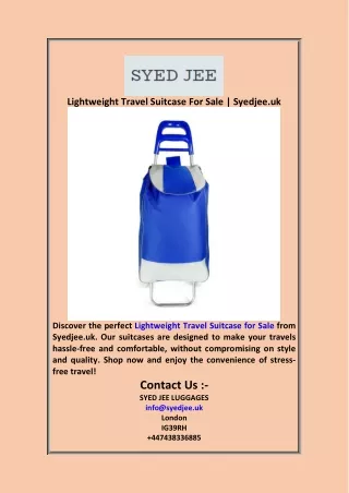 Lightweight Travel Suitcase For Sale  Syedjee uk