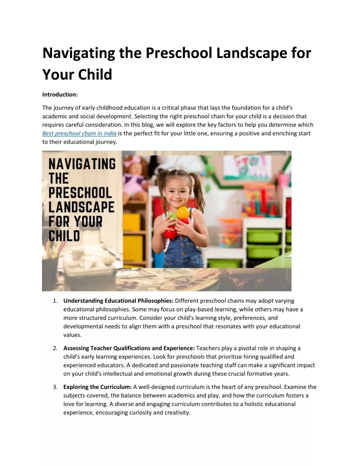navigating the preschool landscape for your child