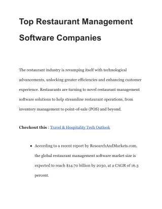 Top Restaurant Management Software Companies